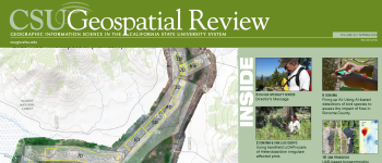 Image of the cover of the 2024 edition of the Geospatial Review. Cover article is from San Francisco State University.